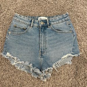 Zara High Waisted Jean Short Shorts